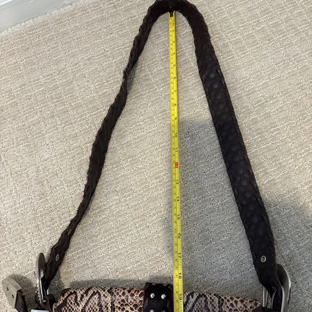 Charm‎ & Luck Genuine Leather Hobo Snakeskin Bag Rhinestone Cowgirl Festival